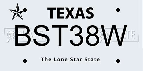 BST38W Texas License Plate