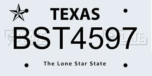 BST4597 Texas License Plate