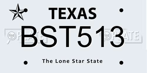 BST513 Texas License Plate