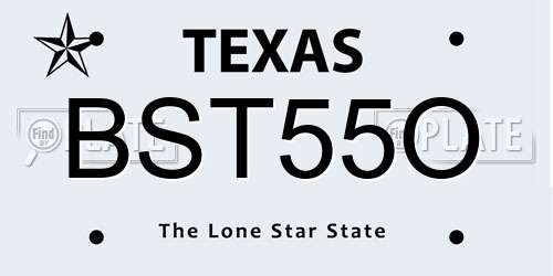 BST55O Texas License Plate