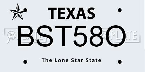 BST58O Texas License Plate