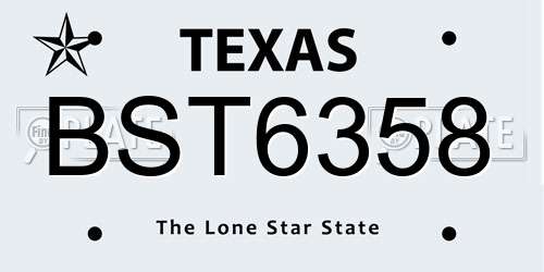 BST6358 Texas License Plate