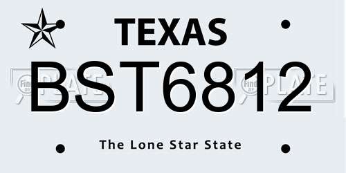 BST6812 Texas License Plate