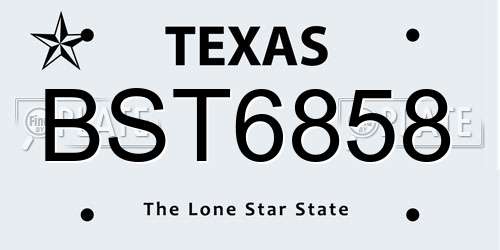BST6858 Texas License Plate