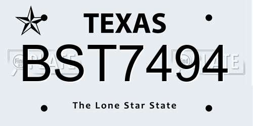 BST7494 Texas License Plate