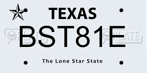 BST81E Texas License Plate