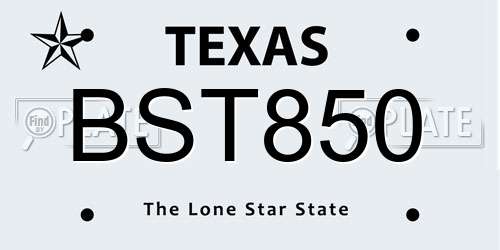 BST850 Texas License Plate