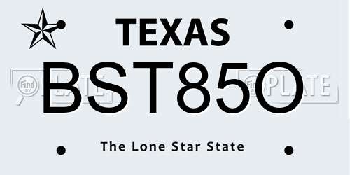 BST85O Texas License Plate