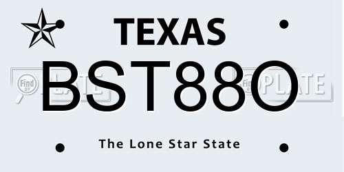 BST88O Texas License Plate