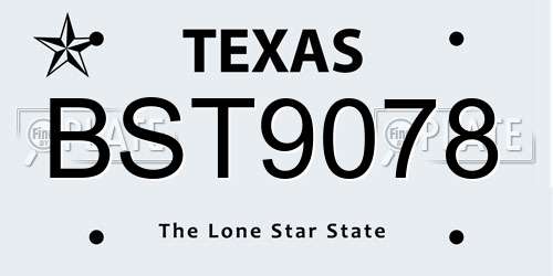 BST9078 Texas License Plate