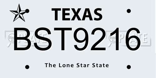 BST9216 Texas License Plate