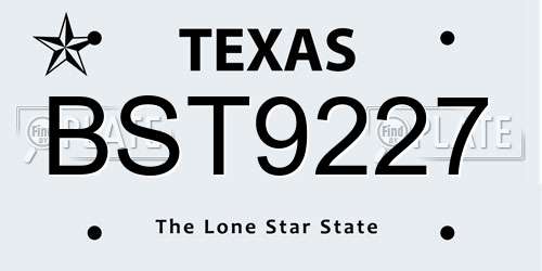 BST9227 Texas License Plate