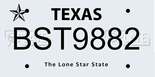 BST9882 Texas License Plate
