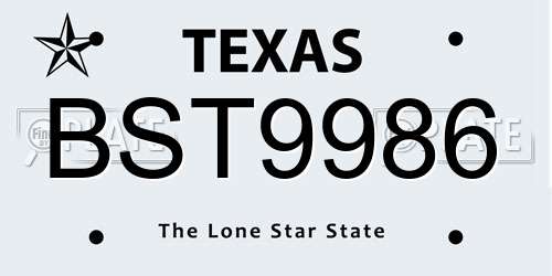 BST9986 Texas License Plate