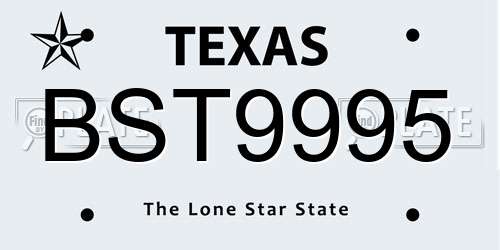BST9995 Texas License Plate