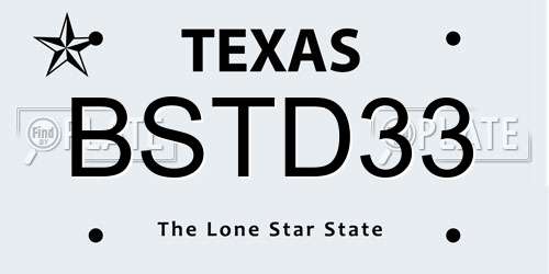 BSTD33 Texas License Plate