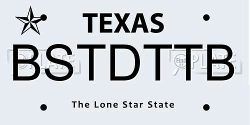 BSTDTTB Texas License Plate