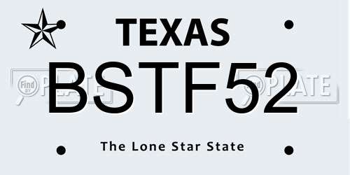 BSTF52 Texas License Plate