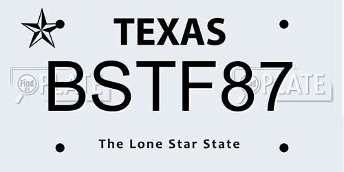 BSTF87 Texas License Plate