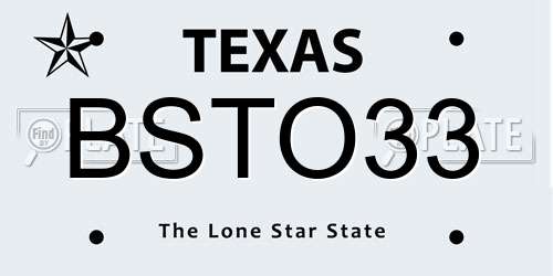 BSTO33 Texas License Plate