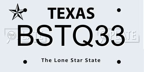 BSTQ33 Texas License Plate
