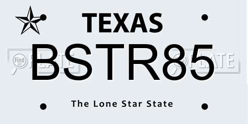 BSTR85 Texas License Plate