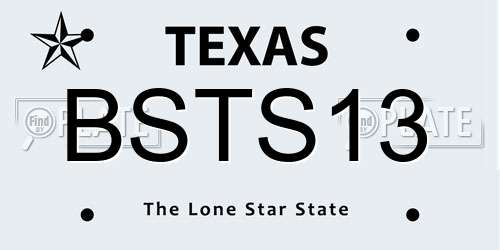BSTS13 Texas License Plate