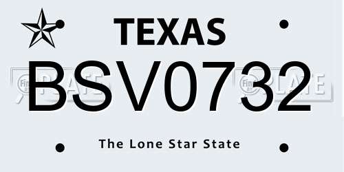 BSV0732 Texas License Plate