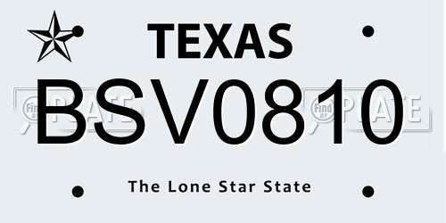 BSV0810 Texas License Plate
