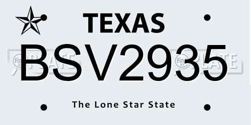 BSV2935 Texas License Plate