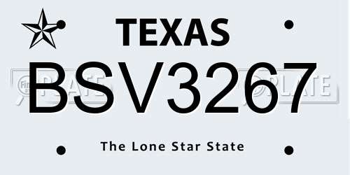 BSV3267 Texas License Plate