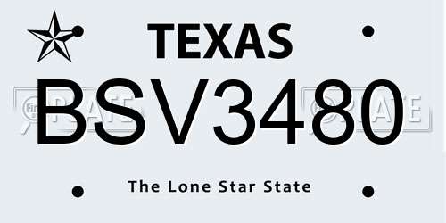 BSV3480 Texas License Plate