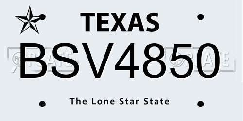 BSV4850 Texas License Plate