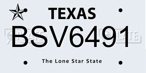BSV6491 Texas License Plate