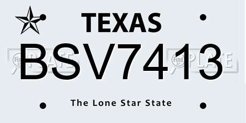 BSV7413 Texas License Plate