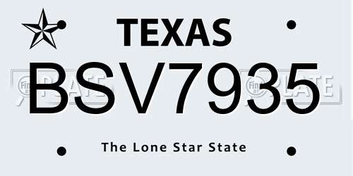 BSV7935 Texas License Plate