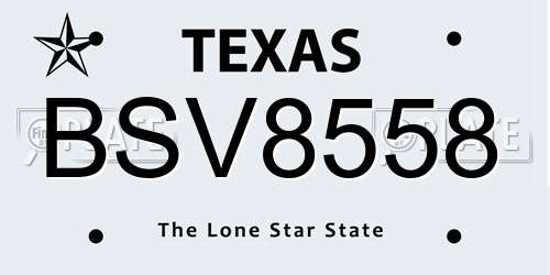 BSV8558 Texas License Plate