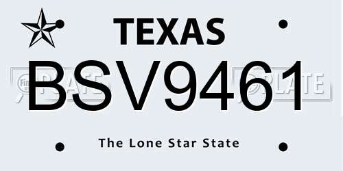 BSV9461 Texas License Plate