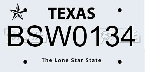 BSW0134 Texas License Plate