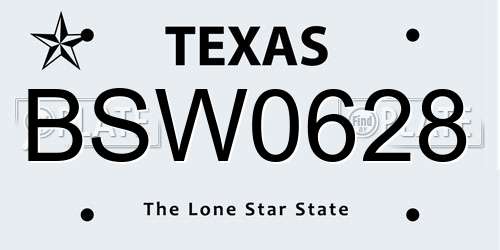 BSW0628 Texas License Plate