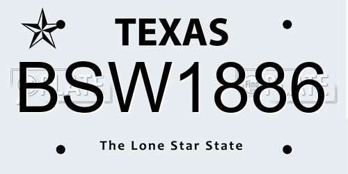 BSW1886 Texas License Plate
