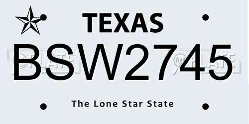 BSW2745 Texas License Plate