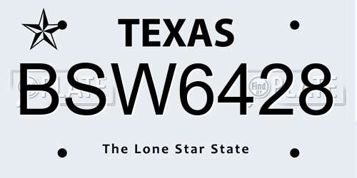 BSW6428 Texas License Plate