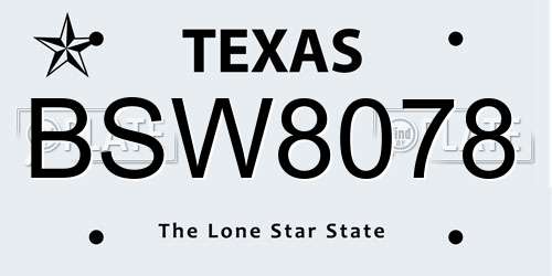 BSW8078 Texas License Plate