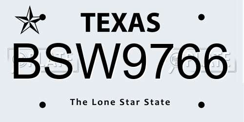 BSW9766 Texas License Plate