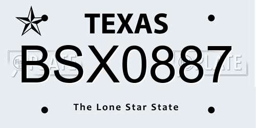 BSX0887 Texas License Plate