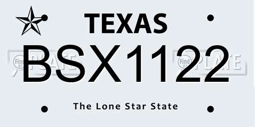 BSX1122 Texas License Plate