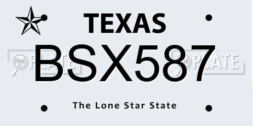 BSX587 Texas License Plate