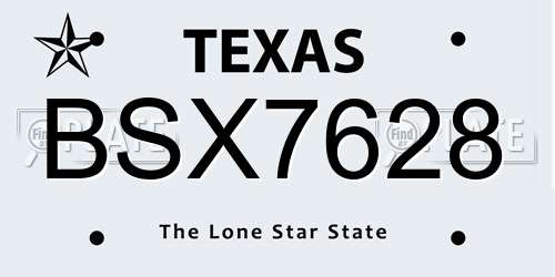 BSX7628 Texas License Plate