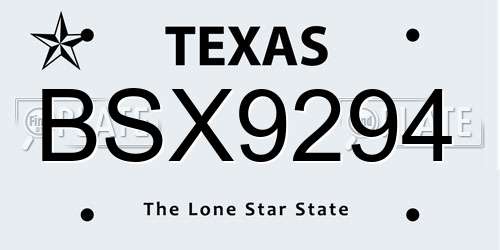 BSX9294 Texas License Plate